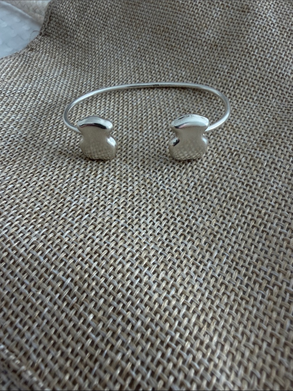 Silver Open Cuff Bracelet with Rounded End Accents 925